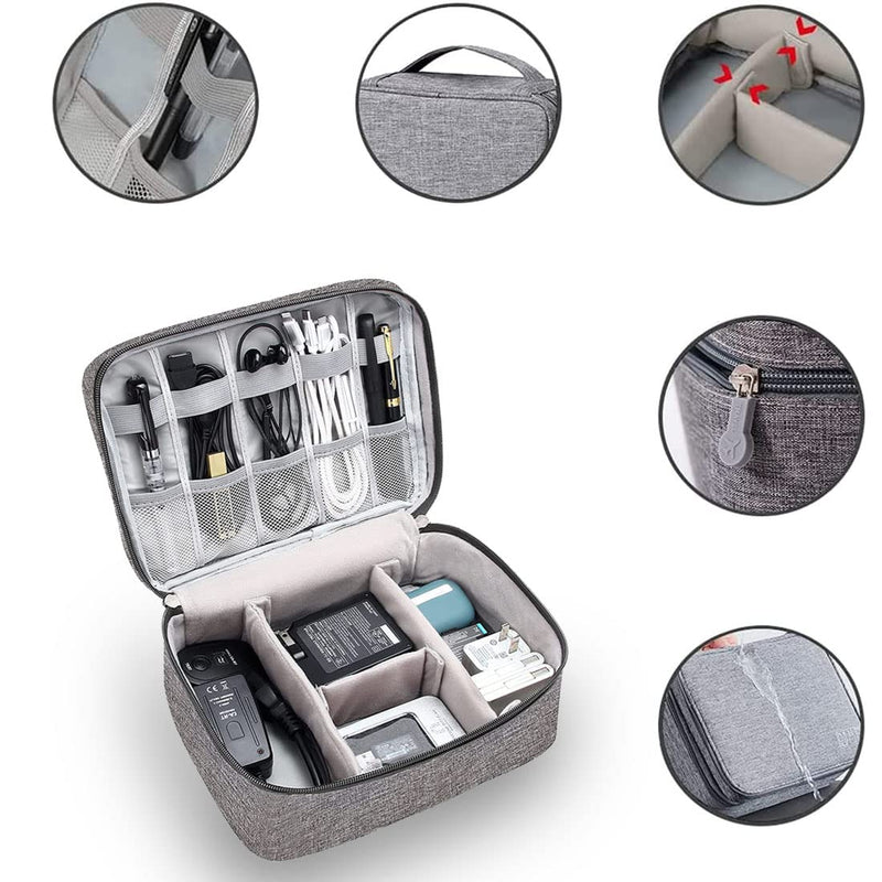 [Australia - AusPower] - Electronics organizer Home Cable Combo Pack Gadget Organizer with Padding The organizer bag contains Commonly used USB cables Electronics Accessories Organizer. Gray with cable 