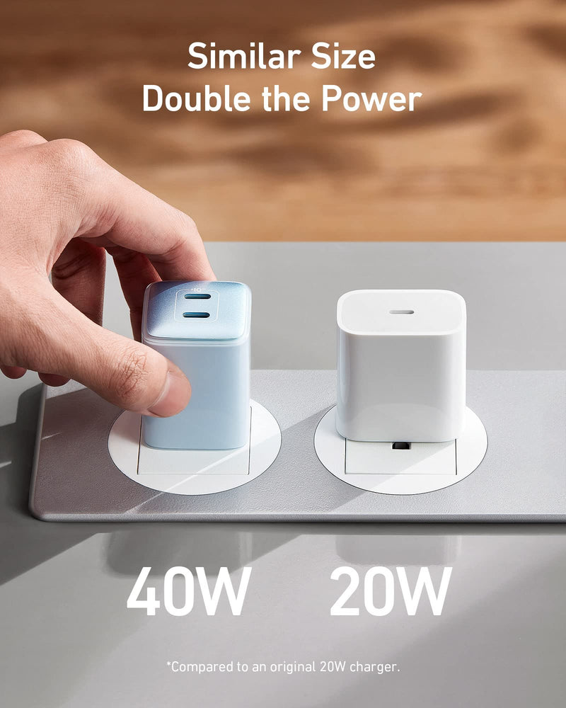 [Australia - AusPower] - Anker USB C Charger 40W, 521 Charger (Nano Pro), PIQ 3.0 Durable Compact Fast Charger (Not Foldable) for iPhone 13/13 Mini/13 Pro/13 Pro Max/12, Galaxy, Pixel 4/3, iPad/iPad Mini (Cable Not Included) Glacier Blue 