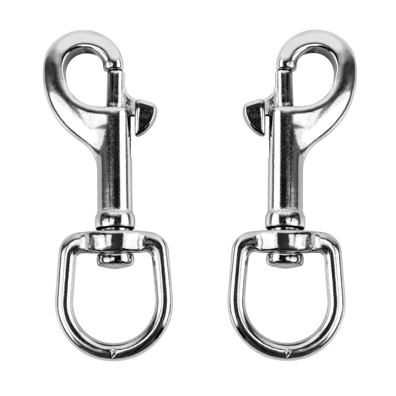 [Australia - AusPower] - QWORK 3-1/2"Swivel Eye Bolt Snap Hook, 2Pcs, 316 Stainless Steel Single Ended Trigger Snap Clips for Diving/Pet Leash/Key Chain/Flag/Clothes Line 