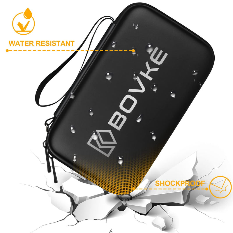 [Australia - AusPower] - BOVKE Hard Electronics Organizer, Travel Cable Organizer Bag, Tech Organizer Case for Power Adapter Chargers Cables Earbuds Flash Drives and Other Electronics Accessories & Supplies, Black 