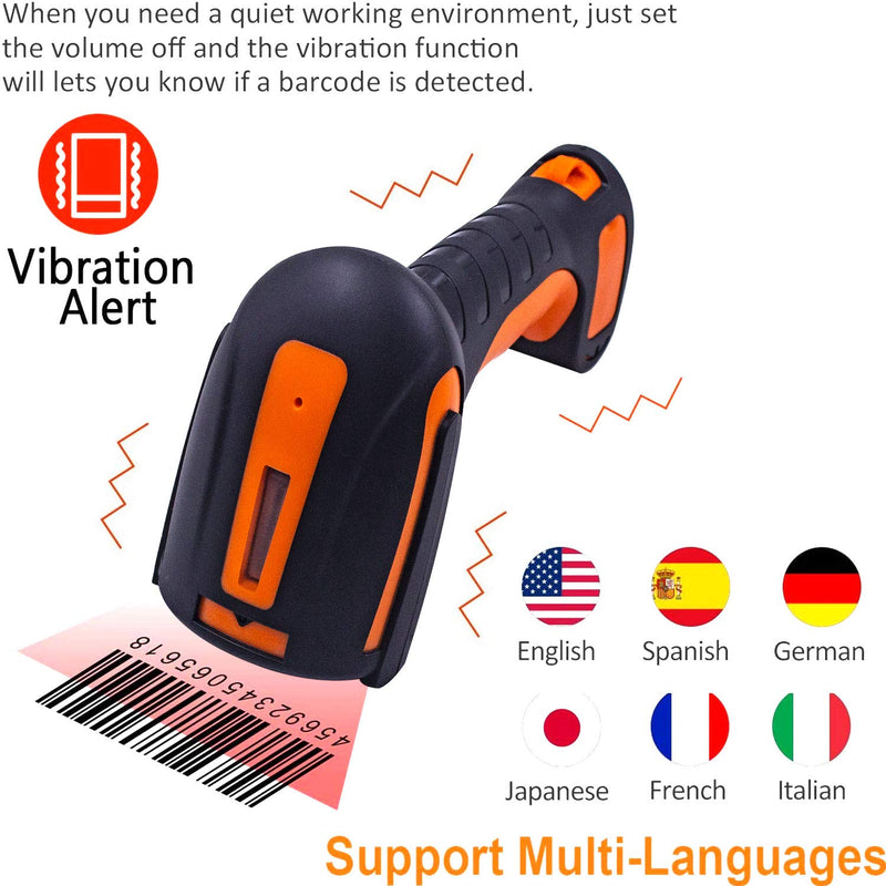 [Australia - AusPower] - Symcode Wireless 2D Bluetooth Barcode Scanner with Stand, 3 in 1 Bluetooth & 2.4GHz Wireless & USB Wired Connection, Industrial Dustproof and Waterproof, QR Image Bar Code Reader with Vibration Alert 2D Scanner 