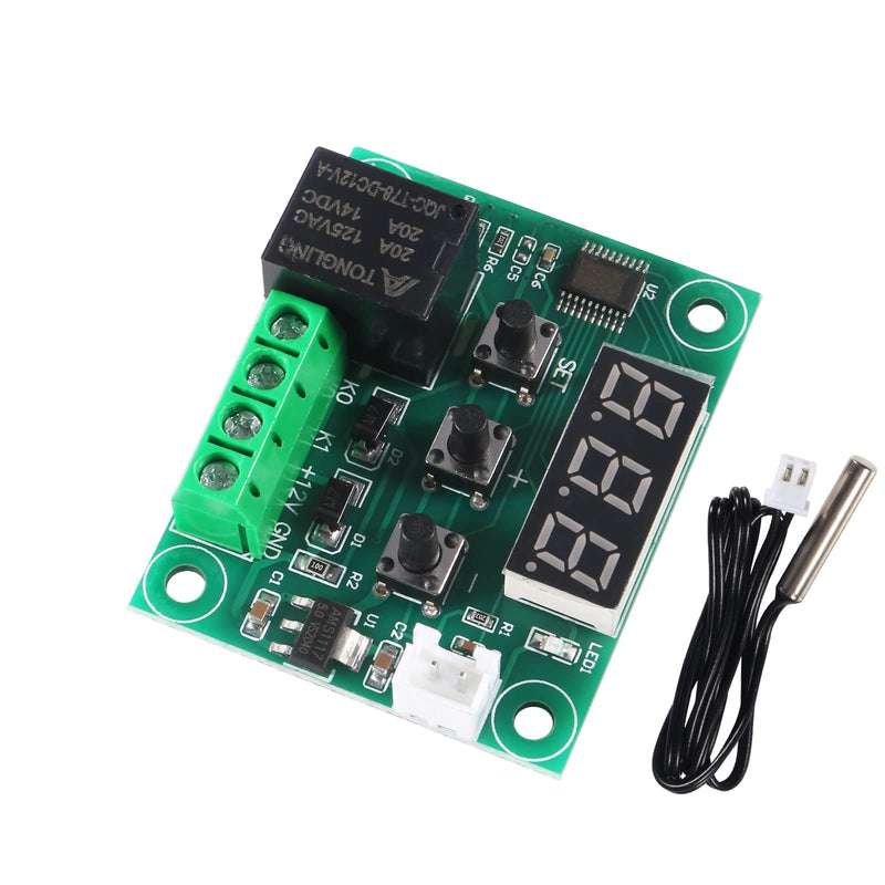 [Australia - AusPower] - Coliao 4pcs Temperature Controller Module with Case W1209 12V DC Micro Digital Thermostat -50-110degreeC Electronic Temperature Temp Control Module Switch with Waterproof NTC Probe 
