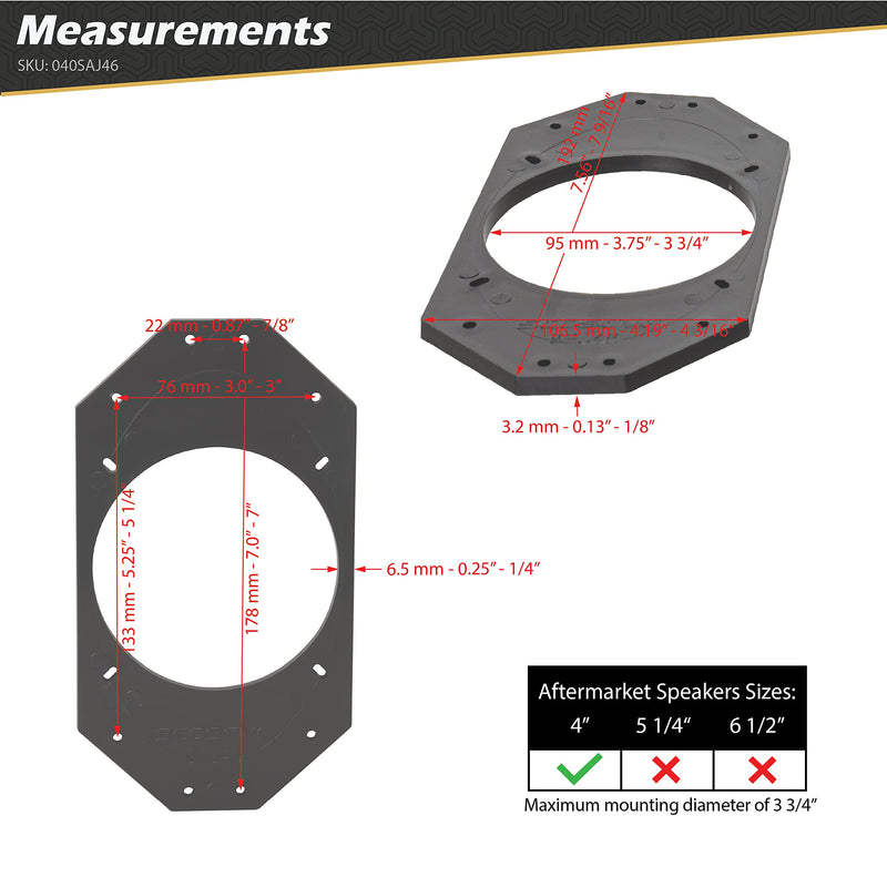 [Australia - AusPower] - Scosche 1984 to 2006 Jeep Wrangler 4” Speaker Adapters (1 Pair) SAJ46 Standard Packaging 