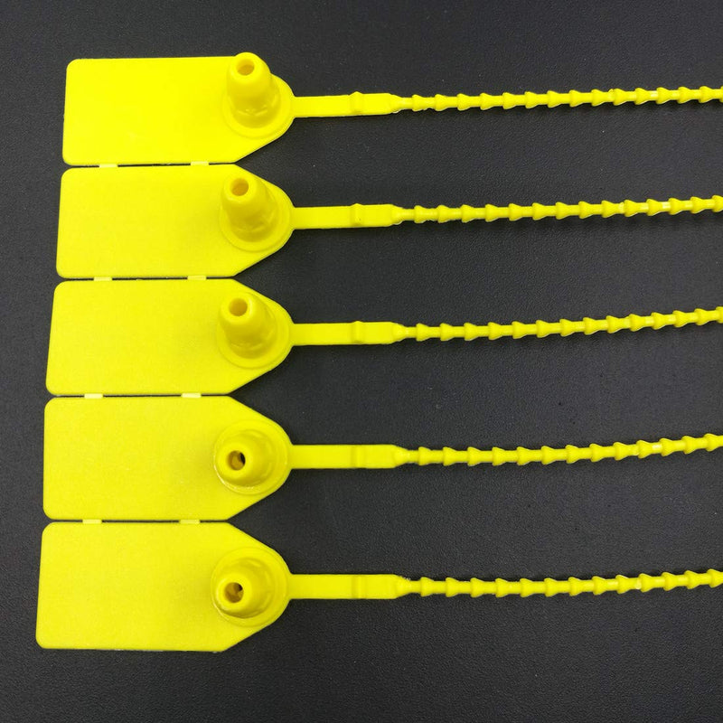 [Australia - AusPower] - 250mm Pull-Tite Plastic Security Seals Shipping Tags Disposable Signage Numbered(Package of 100) (Yellow) 100pcs Yellow 