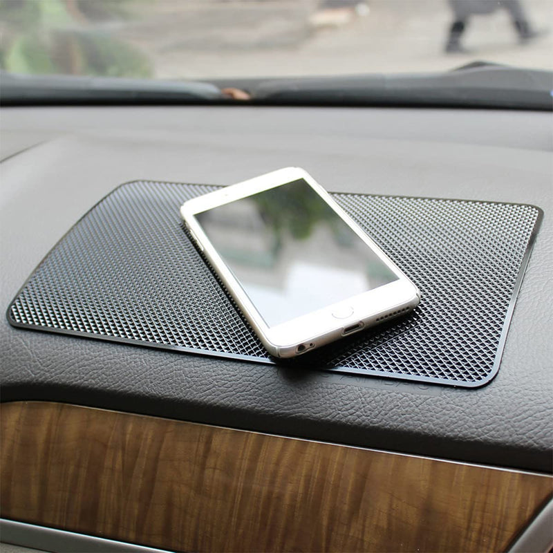 [Australia - AusPower] - Car Dashboard Anti-Slip Rubber Pad, 10.6 x 5.9 Universal Non-Slip Car Magic Dashboard Sticky Adhesive Mat for Phones Sunglasses Keys Electronic Devices and More Use (Black/Grid) Black/Grid 