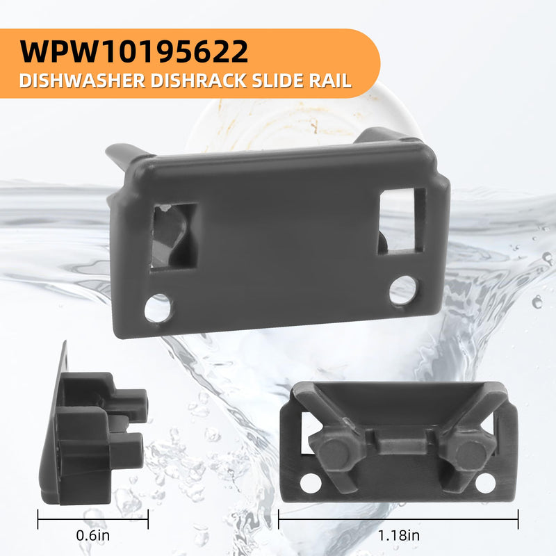 [Australia - AusPower] - AMI PARTS 2 Pcs WPW10195622 Dishwasher Rack Stop Clip,Upper Dishrack Slide Rail Rear Stop Replacement Fit for Whirl-pool Kitchen-Aid Ken-more Dishwasher Replaces WPW10195622VP,1872168,AP6016778 