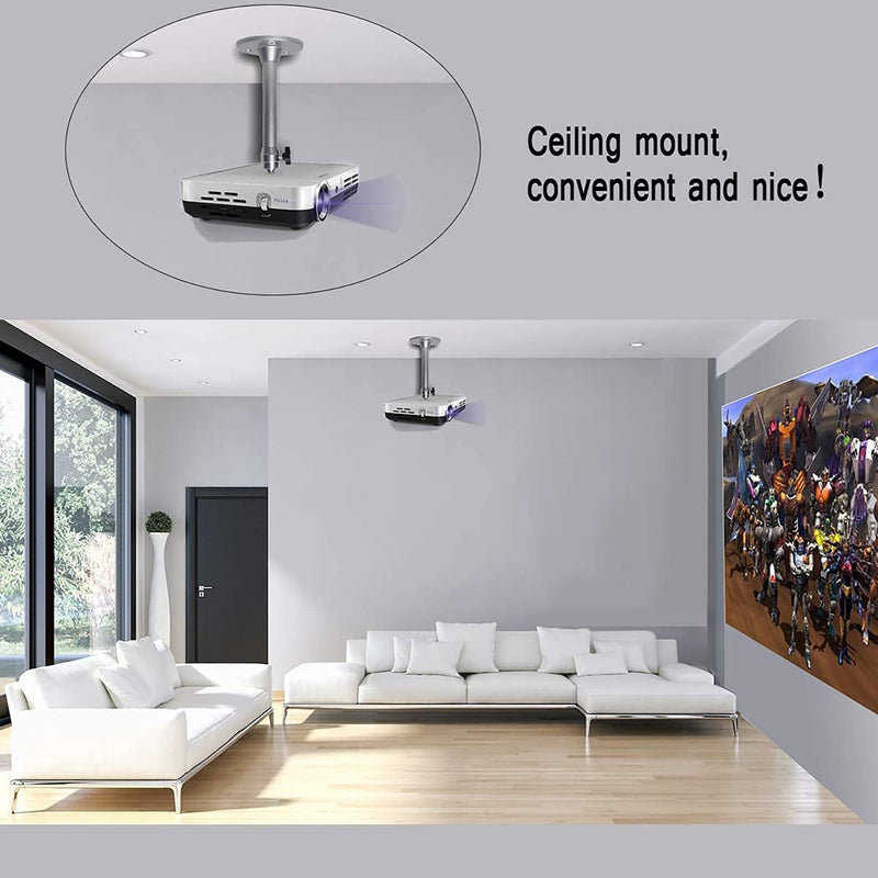 [Australia - AusPower] - Universal Mini Projector Mount 2-Be-Best Mini Projector Ceiling Mounts 7 in / 18 cm 360° Rotation Mini Projectors Wall Mount Holder with Thread Adapters for Projector CCTV DVR Camera Silver 