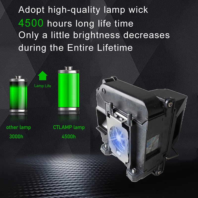 [Australia - AusPower] - CTLAMP A+ Quality V13H010L68 ELP68 Replacement Projector Lamp Bulb with Housing Compatible with elplp68 Epson PowerLite Home Cinema 3020 3010 3020E TW5900 TW6100 H450A H421A ELP68A+ 