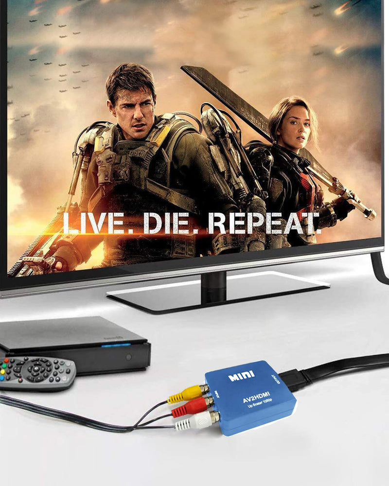 [Australia - AusPower] - ABLEWE RCA to HDMI,AV to HDMI Converter, 1080P Mini RCA Composite CVBS Video Audio Converter Adapter Supporting PAL/NTSC for TV/PC/ PS3/ STB/Xbox VHS/VCR/Blue-Ray DVD Players, Blue 