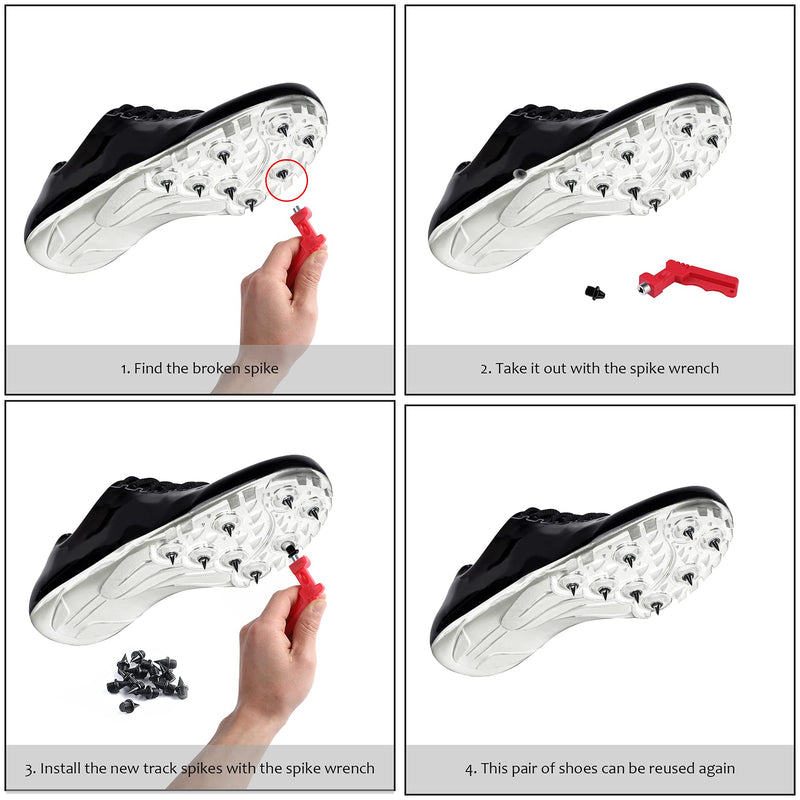 [Australia - AusPower] - JULMELON 120 PCS 1/4inch Stainless Steel Track and Cross Country Spikes Golf Shoe Spikes with Spike Wrench, Replacement Spikes for Sprint Sports Short Running Track Shoes 