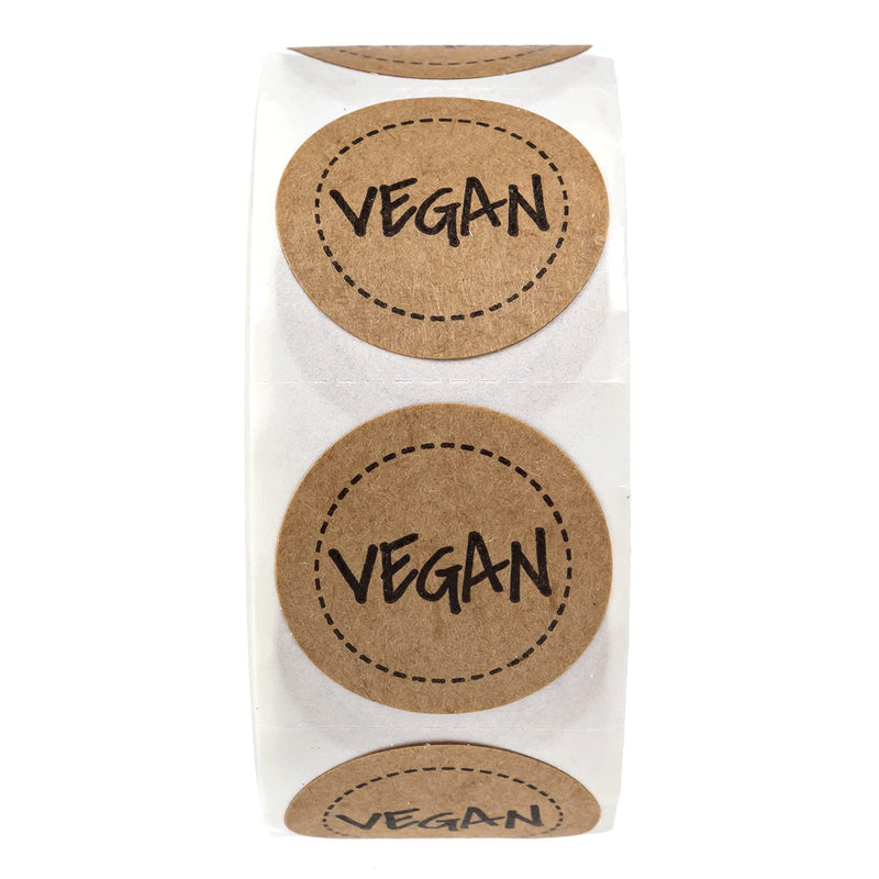 [Australia - AusPower] - Brown Kraft Vegan Stickers / Small 1" Circle Labels / Unique Design with Modern Aesthetic / 500 Food Stickers / Made in The USA 