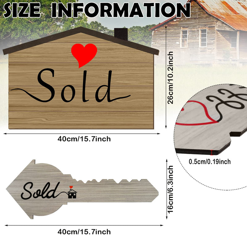 [Australia - AusPower] - 2 Pieces Real Estate Sold Signs, Wooden Double-Sided Social Media Photo Props, Said Yes to the Address House Shaped and Home Sweet Home Key Shaped Wood Closing Gift for Homeowner Realtor 
