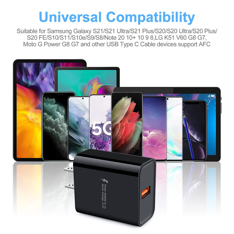 [Australia - AusPower] - USB Charger Plug,Quick Charge 3.0 Fast Charging Block Wall Charger Cube Box Compatible with iPhone,Samsung Galaxy S22 S21 S20 Note20 S10 S10e S9 S8 A21 A20 A11 A71 A51 A01 A50 A10e,LG,Moto,HTC,Android black-QC 