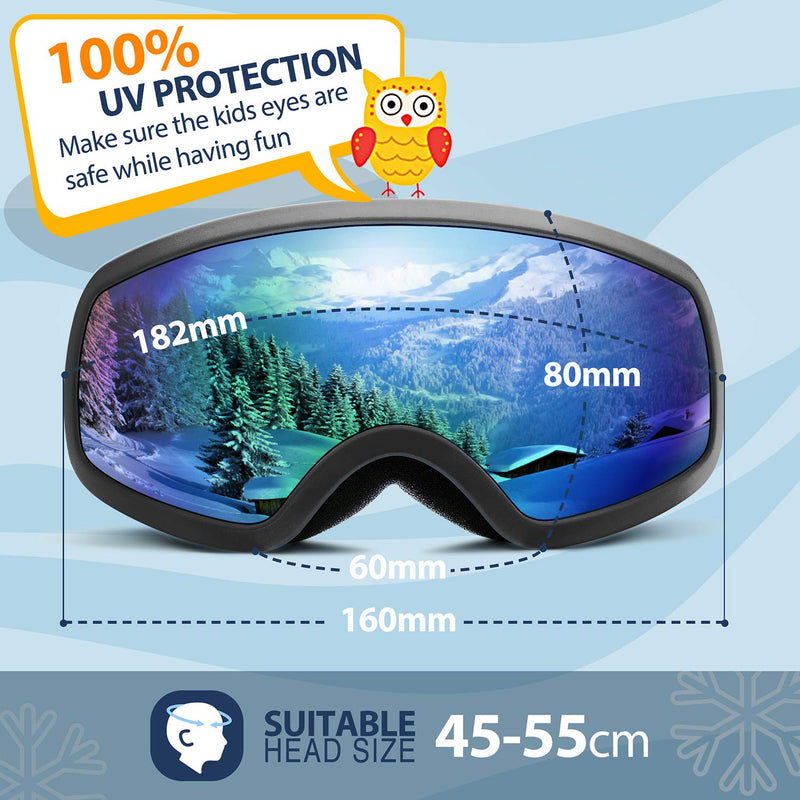 [Australia - AusPower] - LOEO Kids Ski Goggle, Snow Ski Goggles for Kids Youth Teens Boys and Girls from 5-14 01.black With Red Silver Lens 