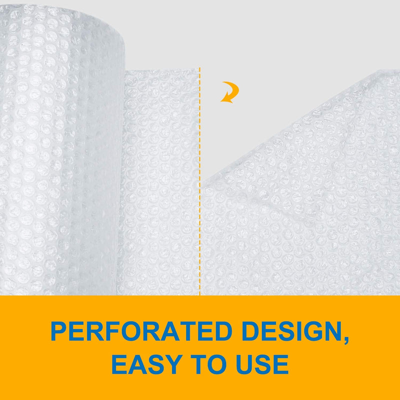 [Australia - AusPower] - Fuxury Bubble Cushion Wrap Roll, Air Bubble Cushioning Wrap Roll- 2 Rolls 72 Feet Total,Perforated Every 12",Included 20 Fragile Sticker Labels for Packaging Moving Shipping Boxes Supplies Transparent 12"x72' 