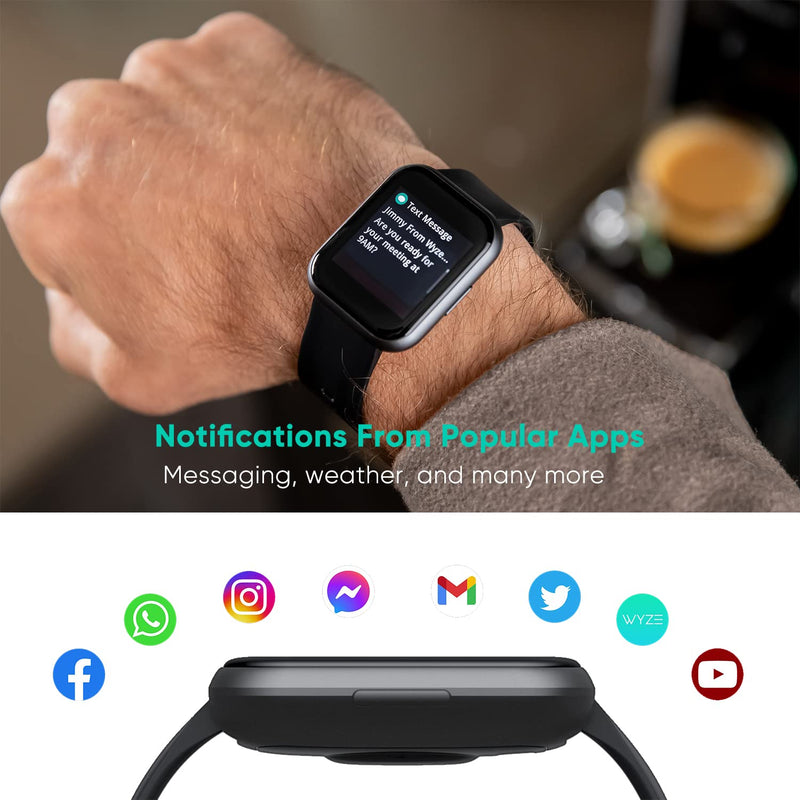 [Australia - AusPower] - WYZE Smart Watch, 1.4"(44mm) Smart Watches for Women and Men, Activity Fitness Tracker for Android Phones and iOS Phones, IP68 Waterproof, Menstrual/Blood Oxygen/Heart Rate/Sleep Monitor Watch 44MM 