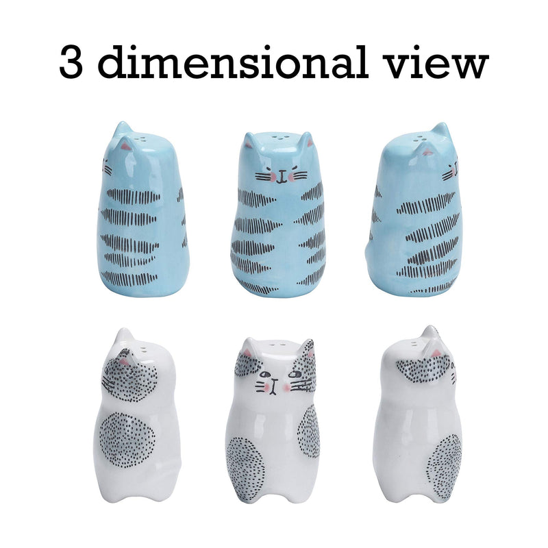 [Australia - AusPower] - Bico Cartoon Cat Salt & Pepper Shaker Set, Handpainted Stoneware, Dishwasher Safe 