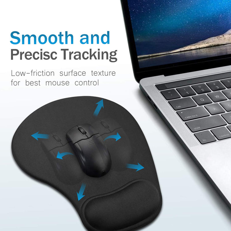[Australia - AusPower] - JSD Gel Mouse Pad with Wrist Support Wrist Rests 10.00×9.25×1.3 inches (Black, 1 Pack) Black 1 Pack 