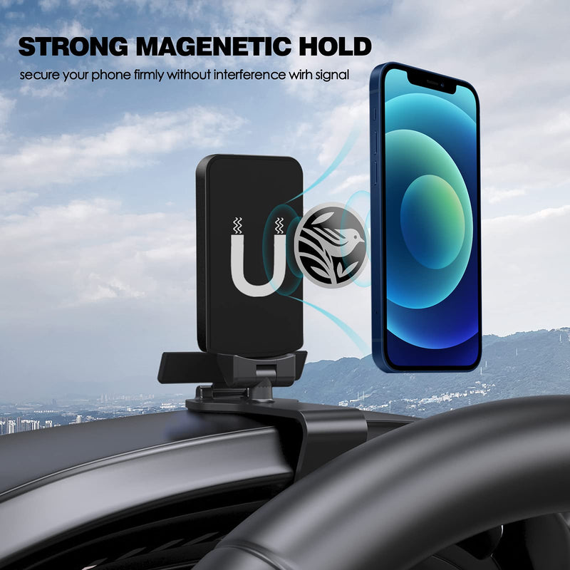 [Australia - AusPower] - FYY Car Phone Mount, Cell Phone Car Holder Compatible for 4-7 inch Smartphone with Thick Case[360°Rotation][Spring Clip] Car Mount with Parking Card [Strong Magnetic Holder] for Dashboard, Sun Visor Black 