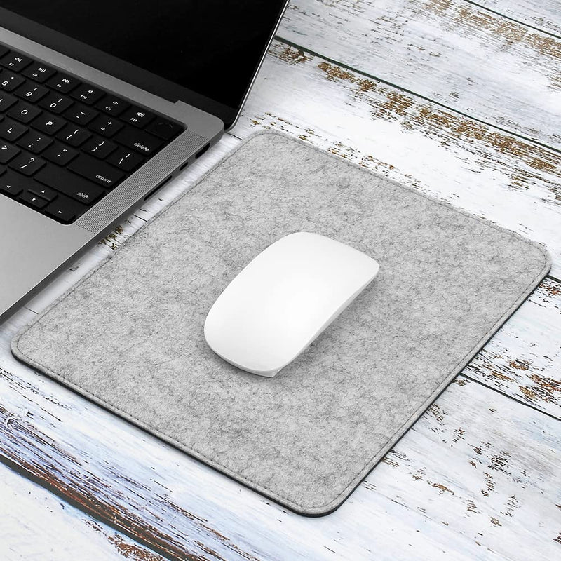 [Australia - AusPower] - Arisase Premium Felt Mouse Pad 9.45 x 7.87 Inches Slim Rectangle Mousepad with Non-Slip Rubber Base & Stitched Edges, Noise-Reduction Mouse Mat for Gaming Home Office Desktop Accessories (Light Gray) Light Gray 