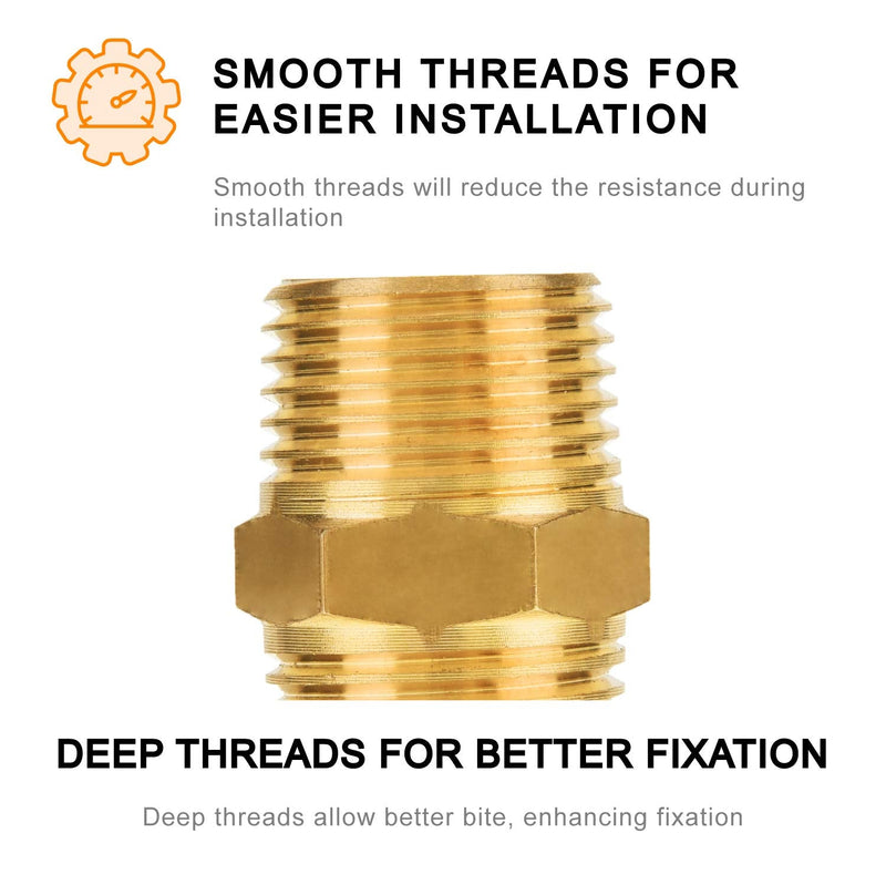 [Australia - AusPower] - Brass Pipe Fitting, SUNGATOR 1/2-Inch x 1/2-Inch NPT Male Pipe, Hex Nipple (5-Pack) 