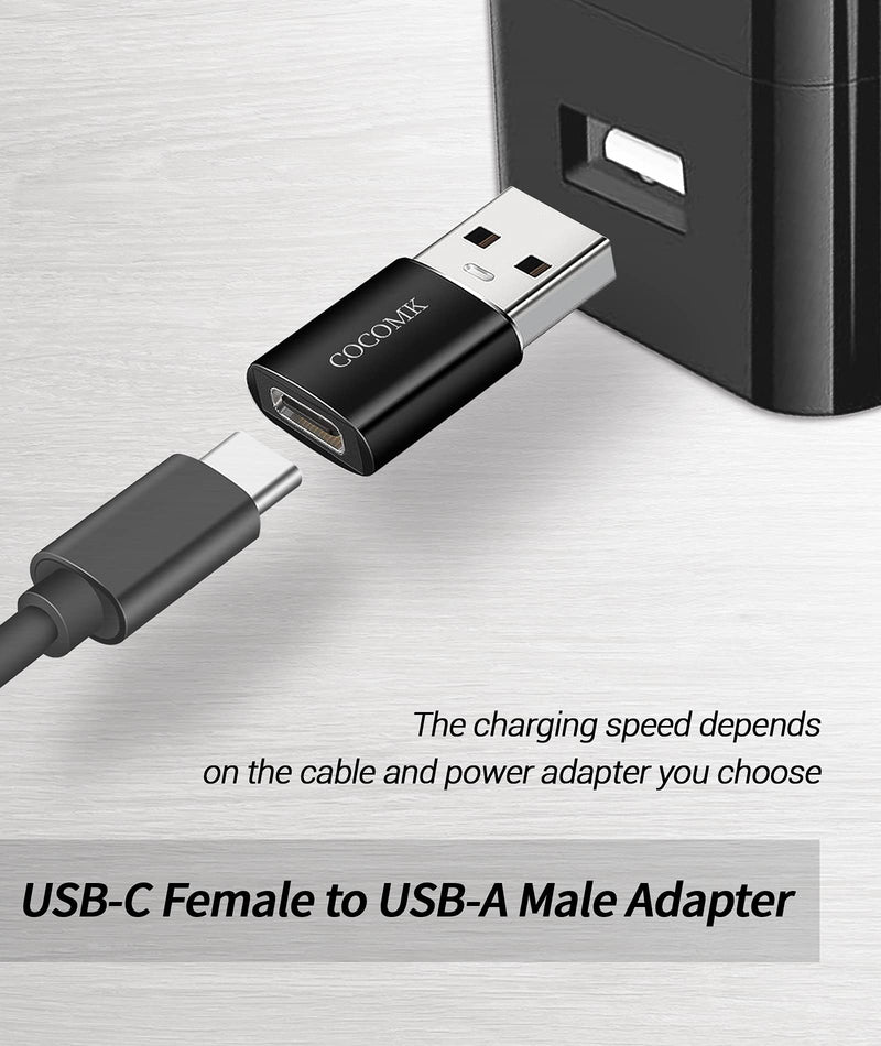[Australia - AusPower] - COCOMK USB C to USB Adapter 5-Pack, USB C Female to USB Male Adapter, Type A Charger Cable Adapter, Black 
