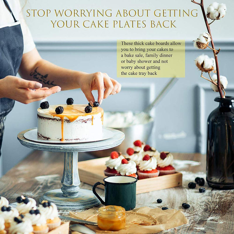 [Australia - AusPower] - Round Greaseproof Cake Boards – White Cake Circle Base, 6/8/10/12 inch, 5 of Each Size 