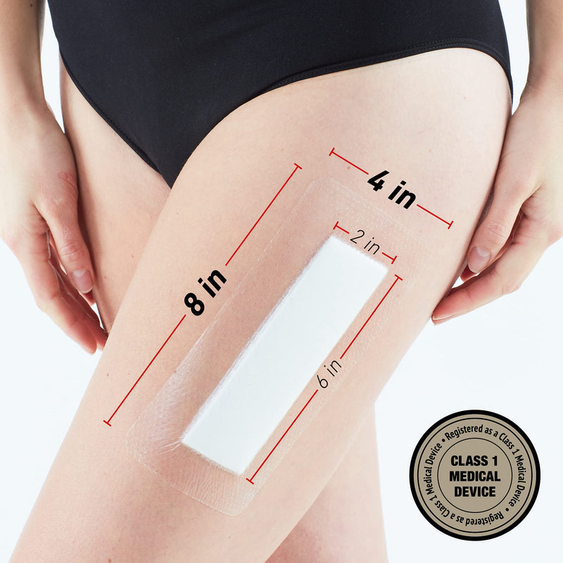 [Australia - AusPower] - Neo G Opti-Heal Silicone Surgical Dressing – Sterile Adhesive Bandages for Surgical Wounds, Cuts, Abrasions - Absorbent Barrier Island Dressing 4x8 - Waterproof Bandages Post Surgical- 2 Pack 