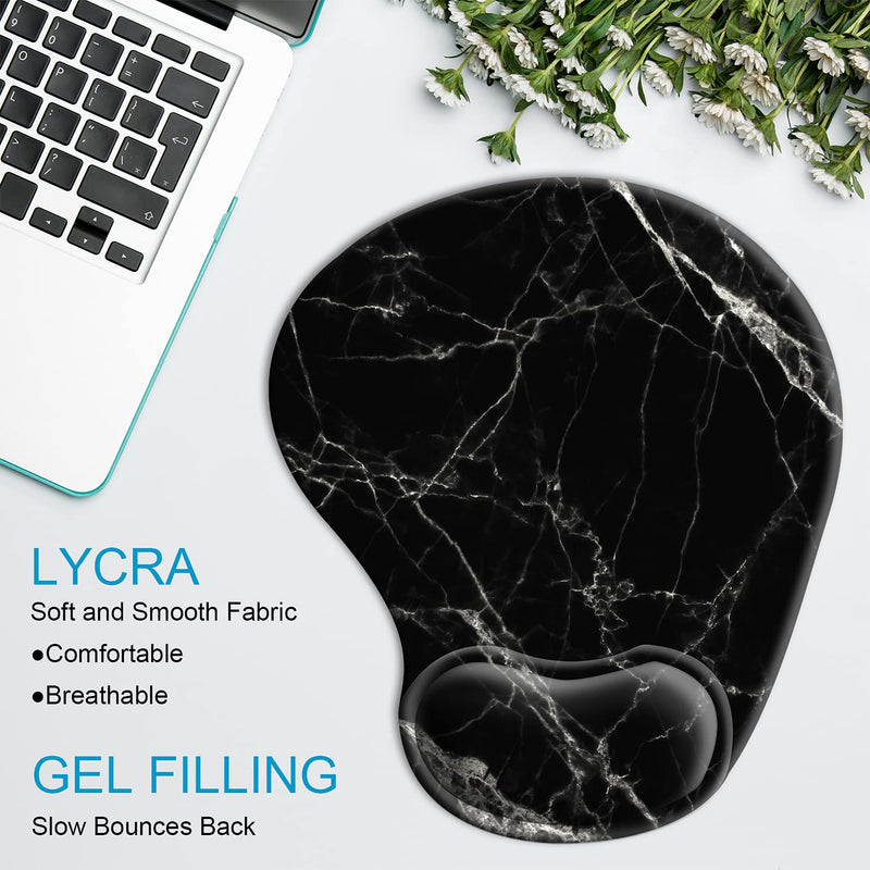[Australia - AusPower] - Ergonomic Mouse Pad with Wrist Support Gel, iDonzon Cute Wrist Pad with Non-Slip Rubber Base, Easy Typing & Pain Relief, Black White Marble 