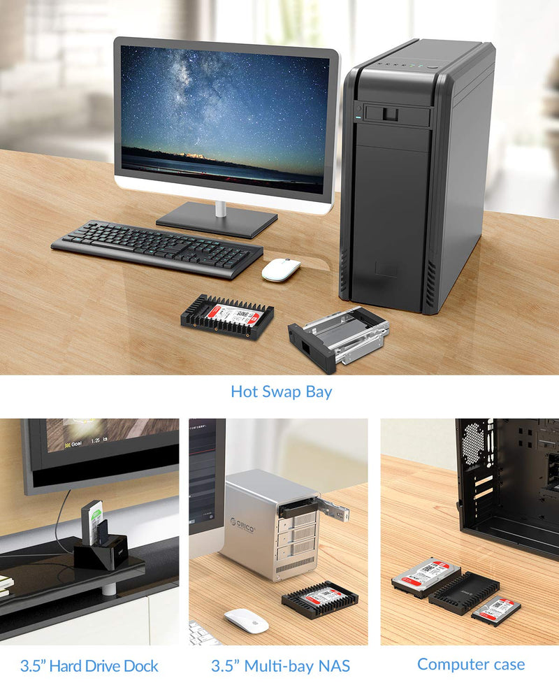 [Australia - AusPower] - ORICO 2.5 SSD SATA to 3.5 Hard Drive Adapter Internal Drive Bay Converter Mounting Bracket Caddy Tray for 7 / 9.5 / 12.5mm 2.5 inch HDD / SSD with SATA III Interface(1125SS) 