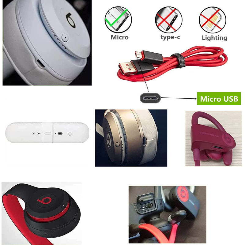 [Australia - AusPower] - USB Charger Cable Replacement Power Supply Cord Micro USB Wire fit Beat by Dr Dre Powerbeats 2 Powerbeats 3 Solo Studio 2.0 Wireless Headphones 