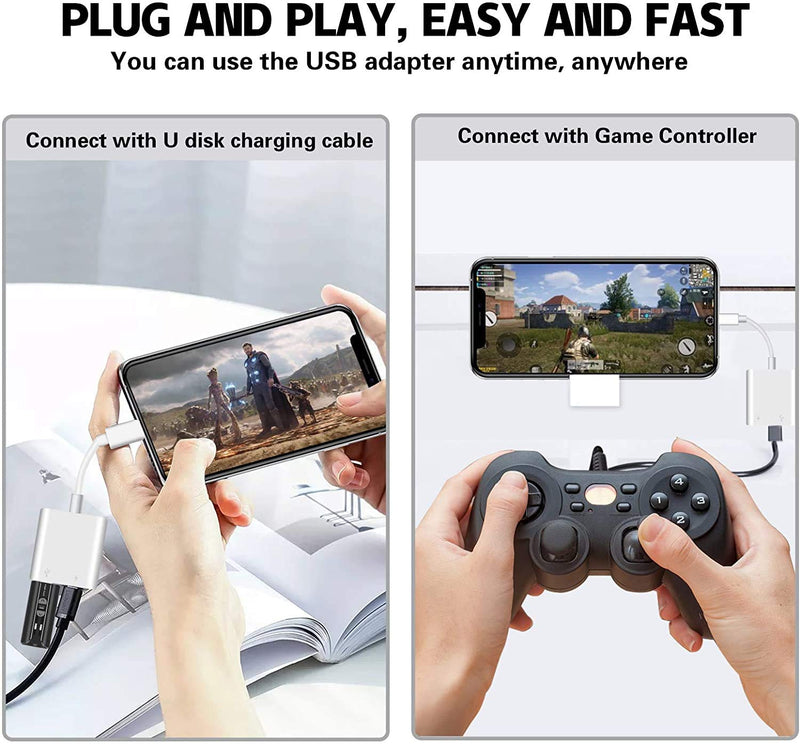 [Australia - AusPower] - [Apple MFi Certified] Lightning to USB OTG Adapter for iPhone, USB Camera Adapter with Fast Charging Port Compatible with iPhone/iPad/Card Reader/USB Flash Drive/Keyboard/Mouse, Portable USB Adapter 