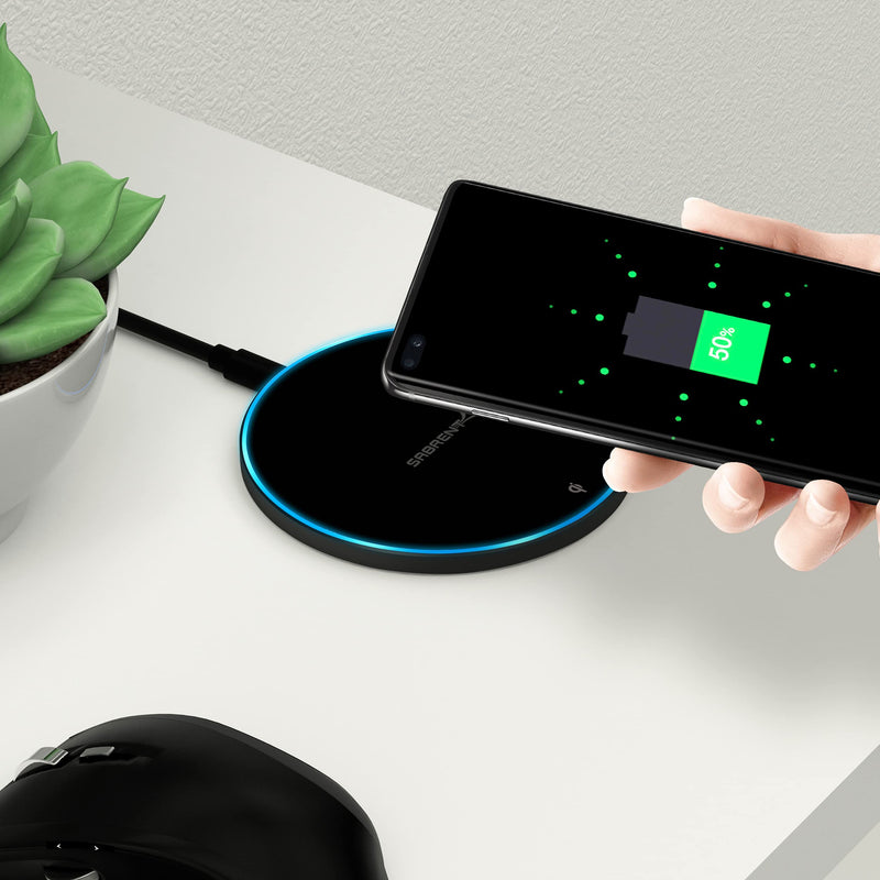 [Australia - AusPower] - Sabrent 10W qi Wireless Fast Charger Charging Pad, Universally Compatible with All qi Enabled Phones [AC Adapter Not Included] Black (WL-QIFC) 
