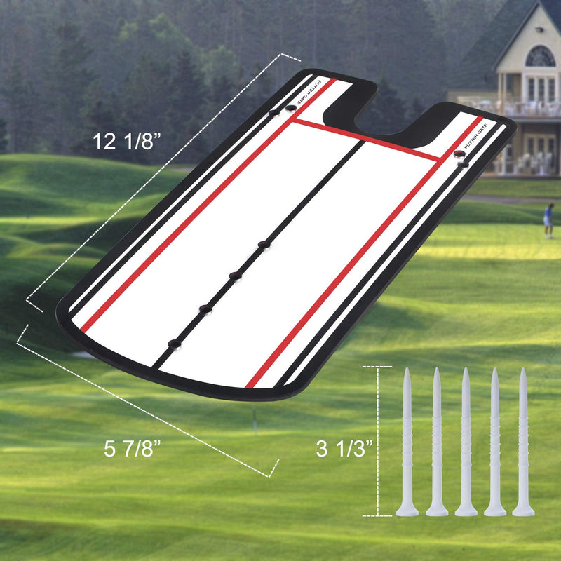 [Australia - AusPower] - KINGTOP Golf Putting Alignment Mirror with Putting Cup Combo, Portable Swing Training Aids, Practice Putting Trainer with Hole Cup Set, Mirror Size 12”L x 6”W 