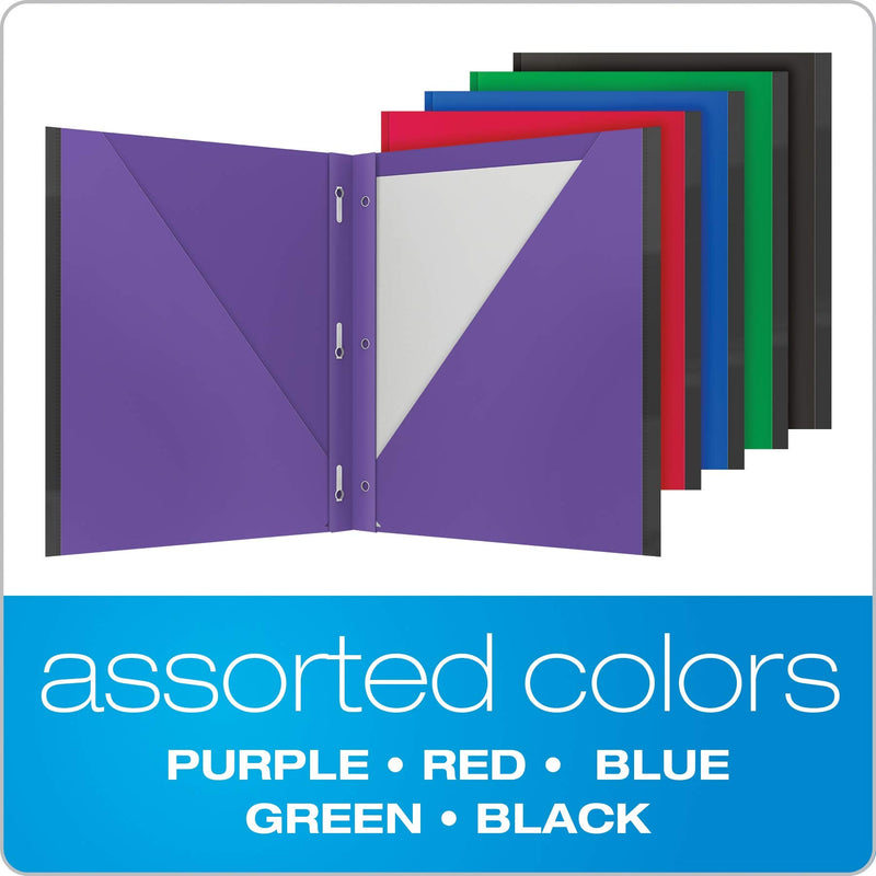 [Australia - AusPower] - Oxford 2 Pocket Folders with Prongs, Sturdy Plastic Portfolios, Anti-Tear Edges, Letter Size, Purple, Red, Blue, Green, Black, 5 Pack (89117) 