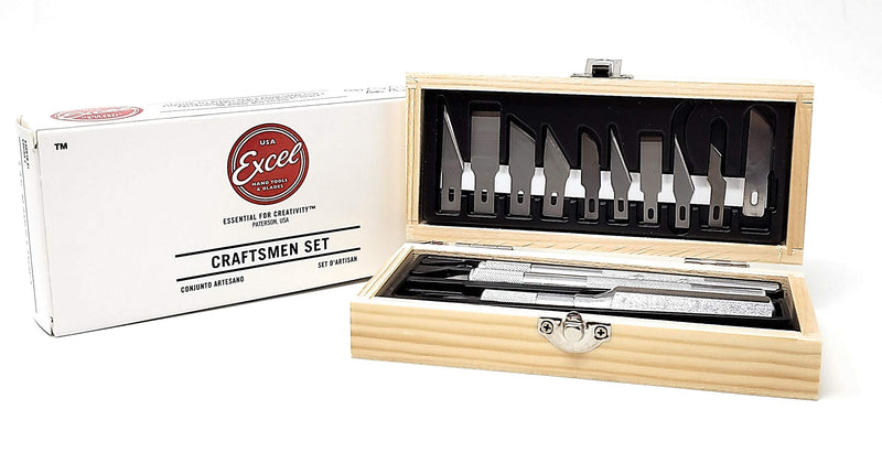 [Australia - AusPower] - Excel Blades 44283 Craftsman Hobby Knife Set, Precision Cutting Tool Set, Craft Knife Set Includes Assortment of Light Duty to Heavy Duty Handles and 13 Blades 