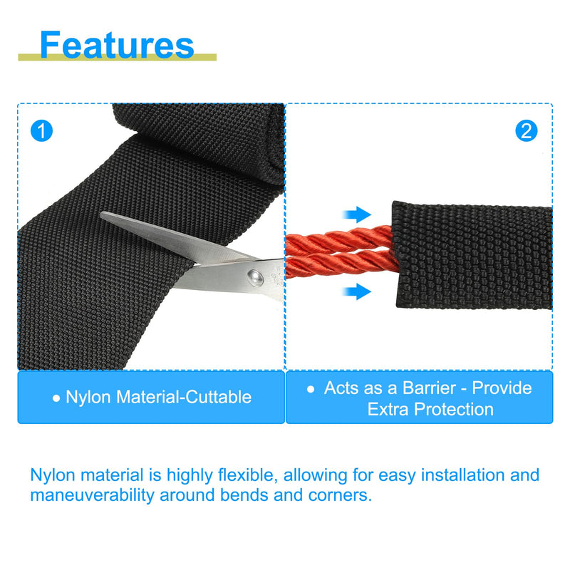 [Australia - AusPower] - PATIKIL 4" Flat Dia 3.3FT Nylon Protective Hose Sleeve, Cable Cover Sheath Protection for Welding Tig Torch Hydraulic Hose, Black 4 in x 3.3FT 