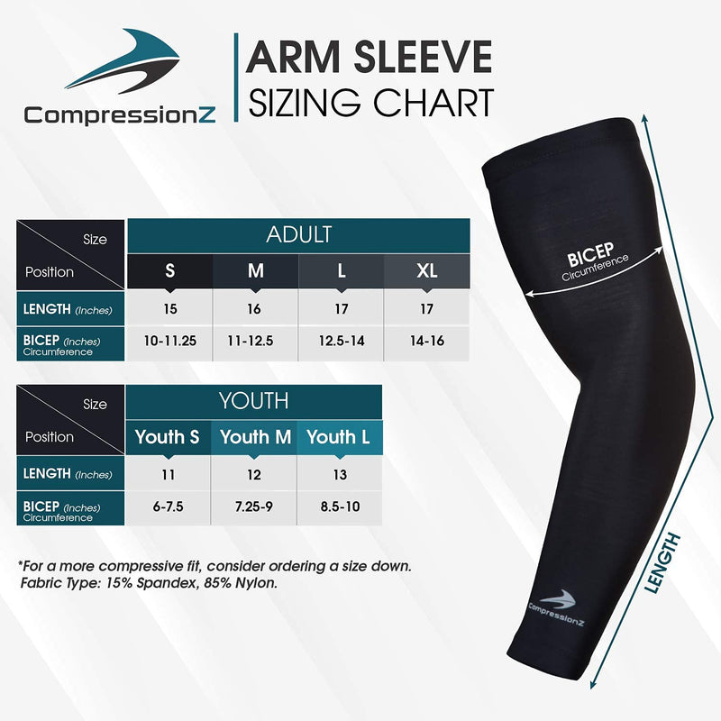 [Australia - AusPower] - CompressionZ Youth Compression Arm Sleeves - Sports Sleeve For Kids Boys Girls Black Youth Small 6"-7.5" 