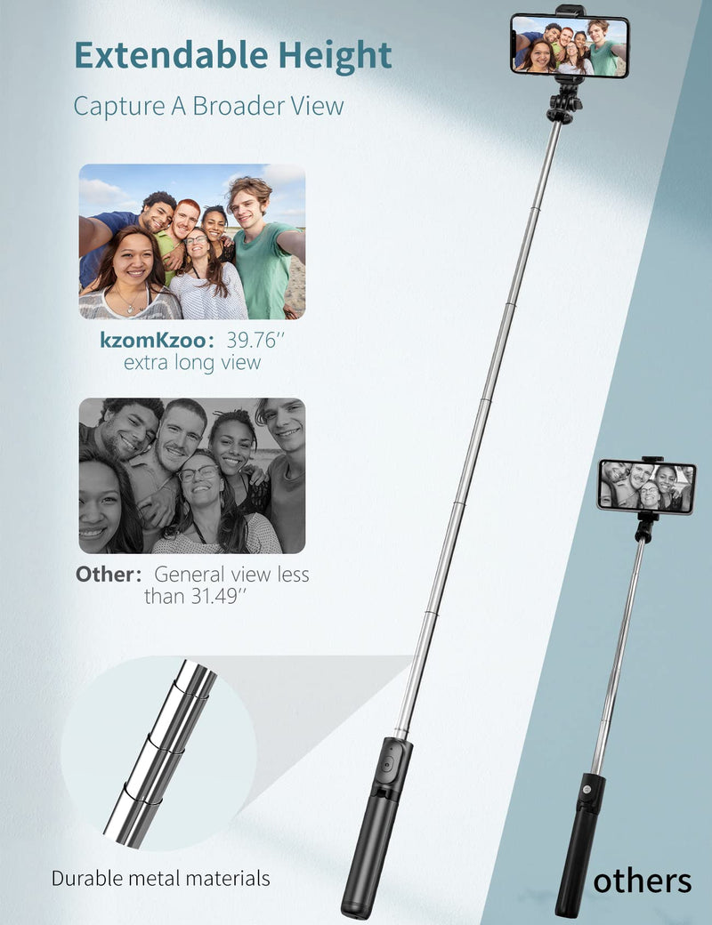 [Australia - AusPower] - Selfie Stick Tripod with Detachable Wireless Remote, 4 in 1 Extendable Portable Selfie Stick & Phone Tripod Stand Compatible with Gopro, iPhone/Samsung/Huawei, etc. Black 