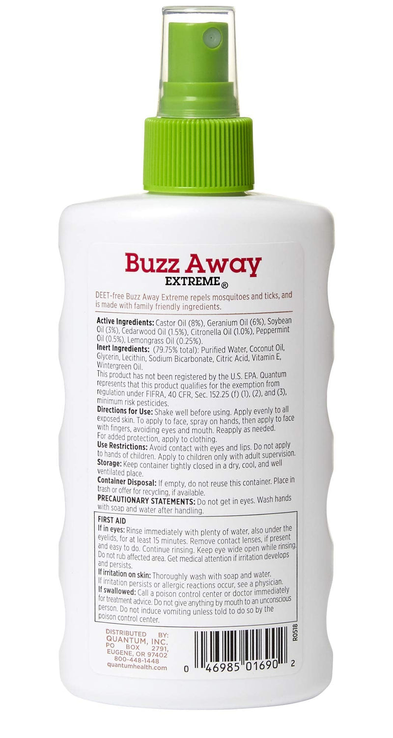 [Australia - AusPower] - Quantum Health Buzz Away Extreme - DEET-free Insect Repellent, Essential Oil Bug Spray - Small Children and Up, Travel Friendly, 8 Fl Oz 