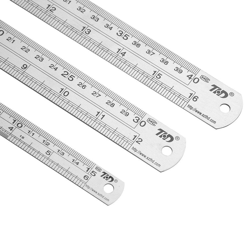 [Australia - AusPower] - ZZTX Metal Ruler Stainless Steel Ruler Straight Edge Measuring Tool 6 Inch +12 Inch + 16 Inch 6 Pack Set 