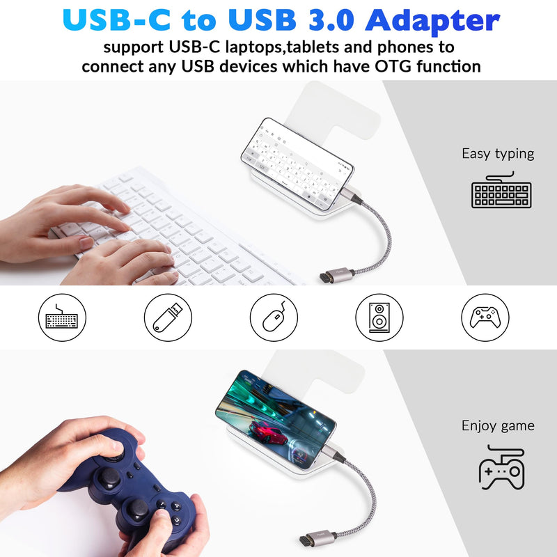 [Australia - AusPower] - Togconn Micro USB to USB Adapter, Micro USB 2.0 OTG Cable 4 Pack, Nylon Braided, Aluminum Shells, USB Male to USB Female for S7 LG, Flash Drive, Mouse, Keyboard, Game Controller Micro USB Male to USB A Female 