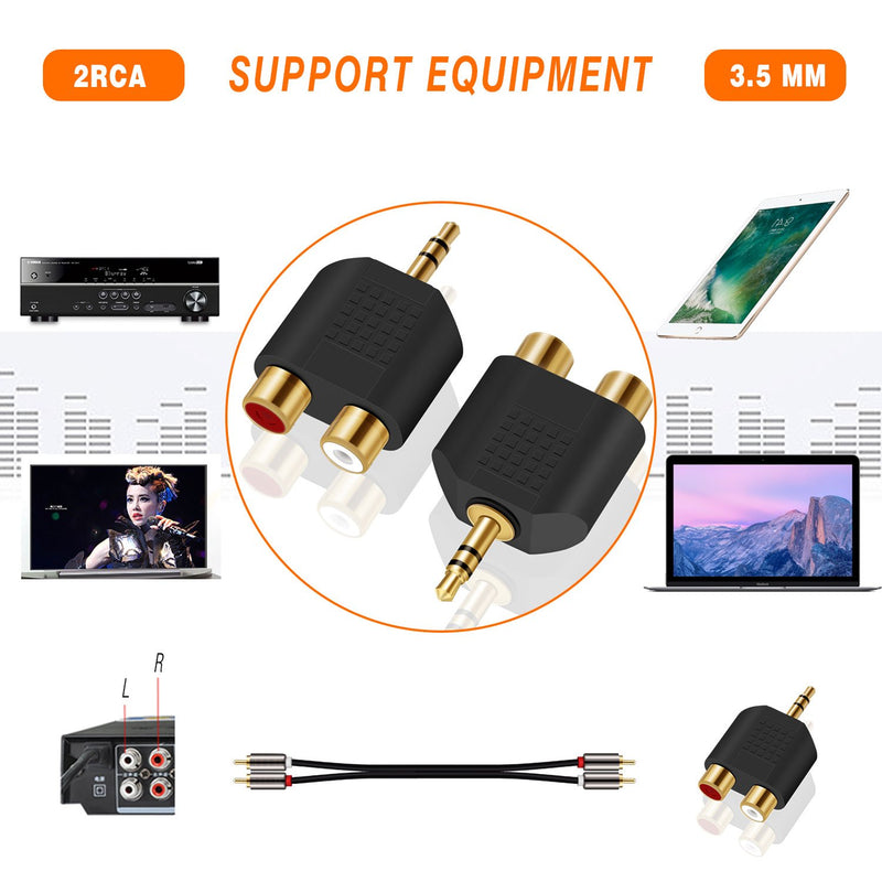 [Australia - AusPower] - 3.5 mm TRS to Dual RCA F (2-Pack),ANDTOBO 3.5mm Stereo Male to Dual RCA Female Audio Breakout Adapter 