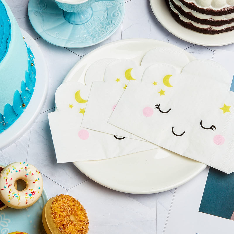 [Australia - AusPower] - 80 Sheets Cloud Paper Napkins Baby Shower Napkins for Birthday Gender Reveal Cloud Party Decorations , 6.7 x 5.5 Inch 