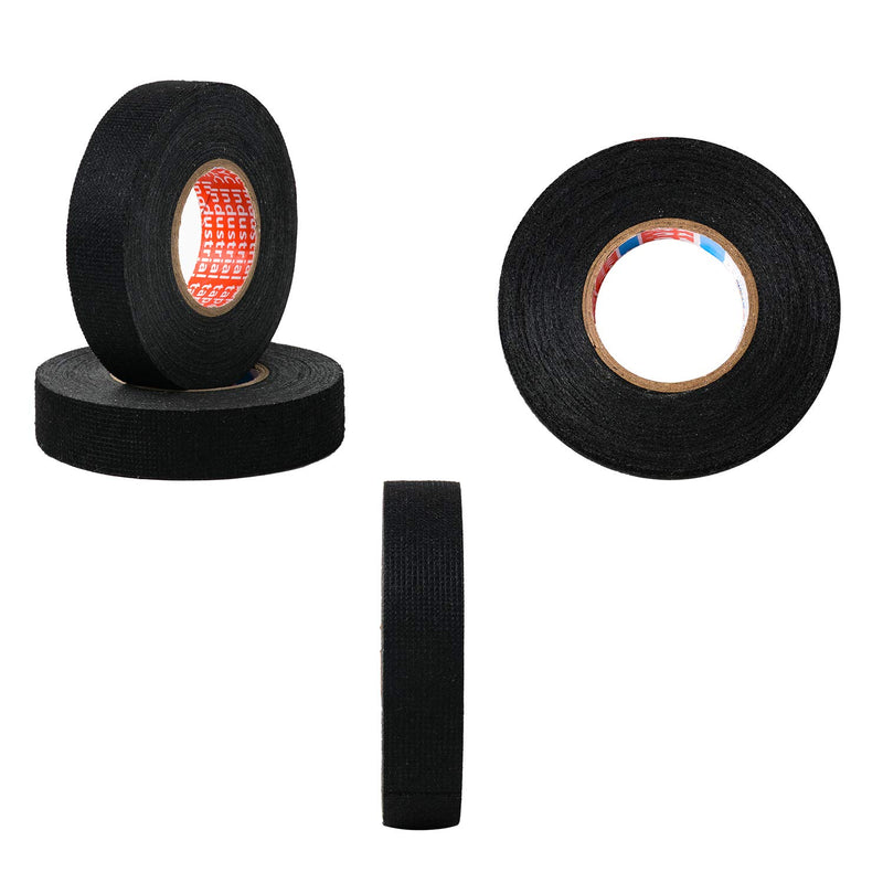 [Australia - AusPower] - HSTECH Wire Harness Cloth Tape, 3/4-Inch by 50-Foot (4 Pack), Speaker Wiring Harness Cloth Tape, Black Adhesive Fabric Tape, for Automobile Electrical Wire harnessing Noise Dampening Heat Proof 
