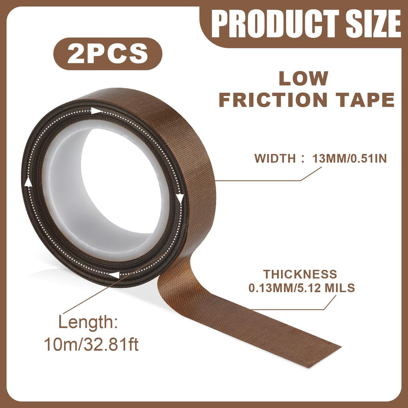 [Australia - AusPower] - NQEUEPN 2 Rolls 0.51inx32.81ftÂ Low Friction Tapes,Â Abrasion Squeak Resistant Drawer SlideÂ GlideÂ Tape PTFE Surface Protection Tape for Wood Drawer Cabinet Curtain Furniture (Brown) 