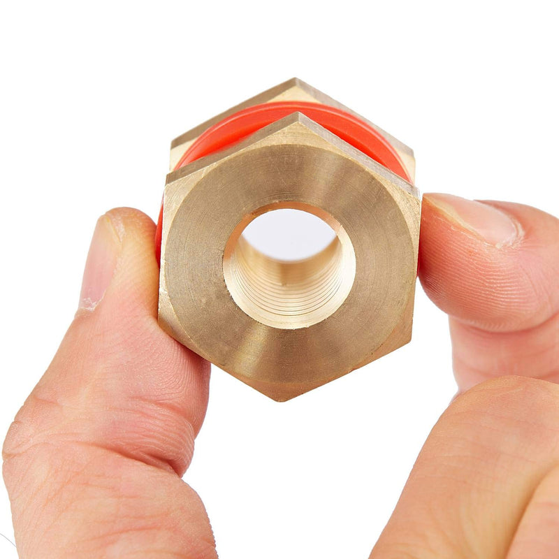 [Australia - AusPower] - Litorange 2 PCS Lead-Free Brass Bulkhead Fitting 1/4" NPT Female to 1/2" GHT Male Brass Bulk Head Pipe Fitting Bulkhead Tank Fitting Coupler Coupling,15/16" Length (Pack of 2) 