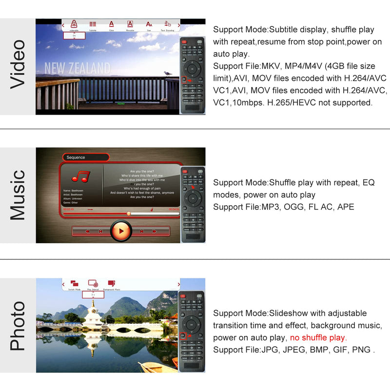 [Australia - AusPower] - HDMI Media Player, Black Mini 1080p Full-HD Ultra HDMI Digital Media Player for -MKV/RM- HDD USB Drives and SD Cards 