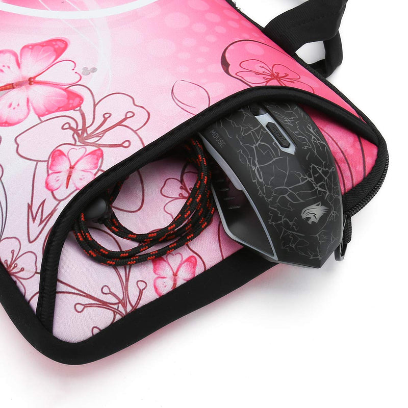 [Australia - AusPower] - RICHEN 9.7 10 10.1 10.2 inches Messenger Bag Carrying Case Sleeve with Handle Accessory Pocket Fits 7 to 10-Inch Laptops/Notebook/ebooks/Kids tablet/Pad (7-10.2 inch, Pink Butterfly) 7-10.2 inch 