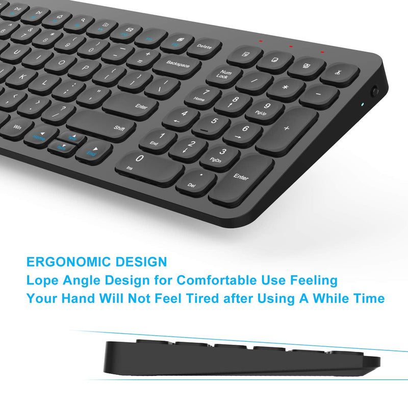 [Australia - AusPower] - LeadsaiL Wireless Keyboard and Mouse, Wireless Mouse and Keyboard Combo, Cordless USB Computer Keyboard and Mouse Set, Ergonomic, Silent, Compact Slim for Windows Laptop, Apple, iMac, Desktop, PC Black-Square Cap 